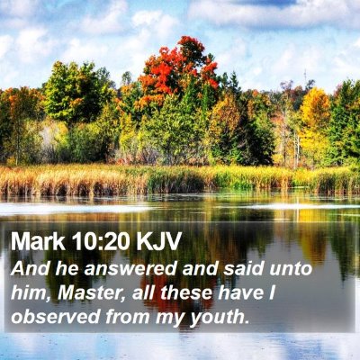 Mark 10:20 KJV Bible Verse Image
