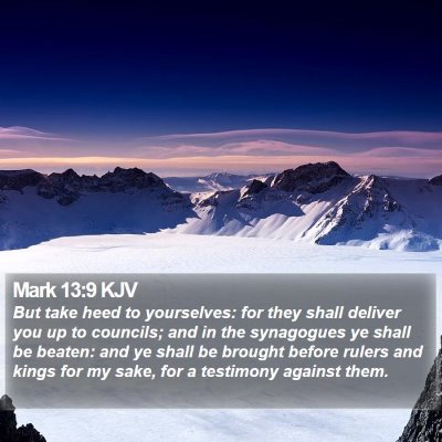 Mark 13:9 KJV Bible Verse Image