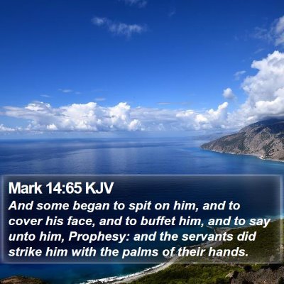 Mark 14:65 KJV Bible Verse Image