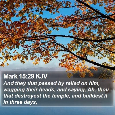 Mark 15:29 KJV Bible Verse Image