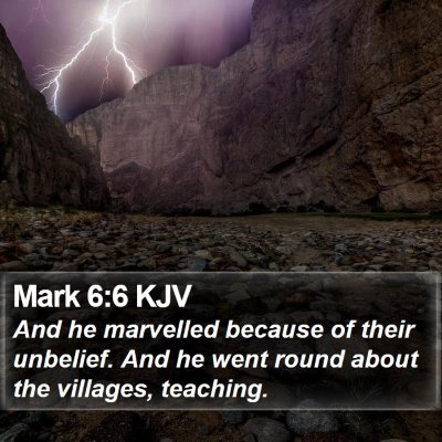 Mark 6:6 KJV Bible Verse Image