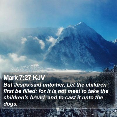 Mark 7:27 KJV Bible Verse Image