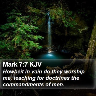 Mark 7:7 KJV Bible Verse Image