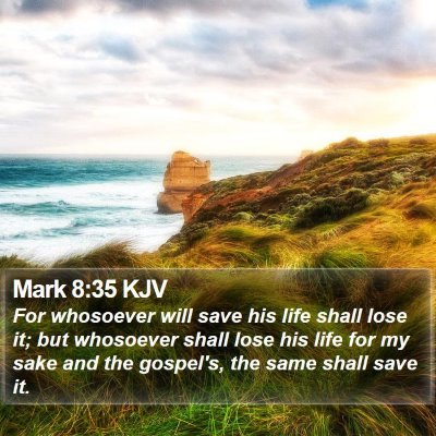 Mark 8:35 KJV Bible Verse Image