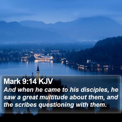 Mark 9:14 KJV Bible Verse Image