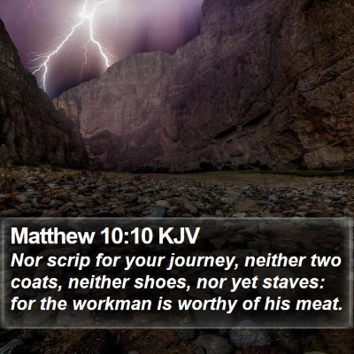 Matthew 10:10 KJV Bible Verse Image