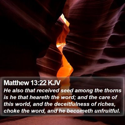 Matthew 13:22 KJV Bible Verse Image