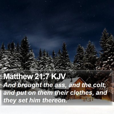 Matthew 21:7 KJV Bible Verse Image