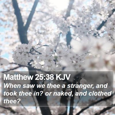 Matthew 25:38 KJV Bible Verse Image