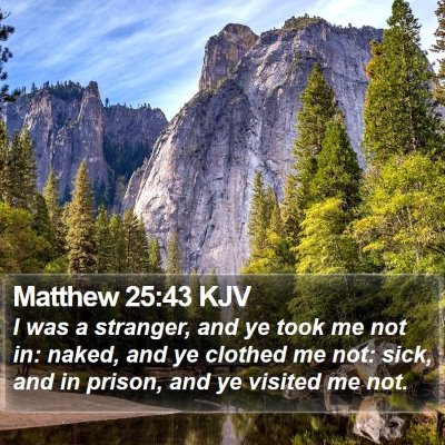 Matthew 25:43 KJV Bible Verse Image