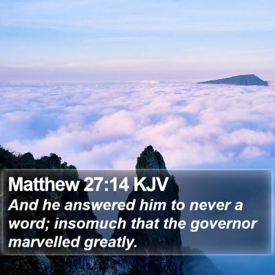 Matthew 27:14 KJV Bible Verse Image