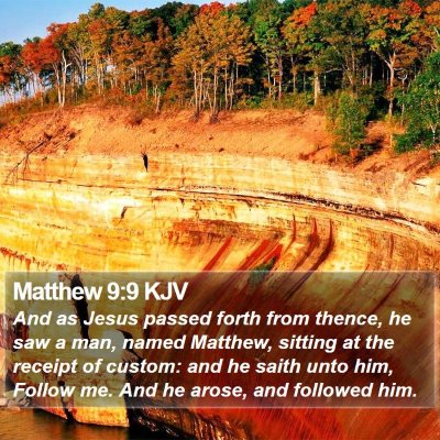Matthew 9:9 KJV Bible Verse Image