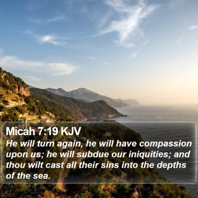 Micah 7:19 KJV Bible Verse Image