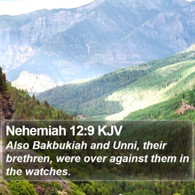 Nehemiah 12:9 KJV Bible Verse Image