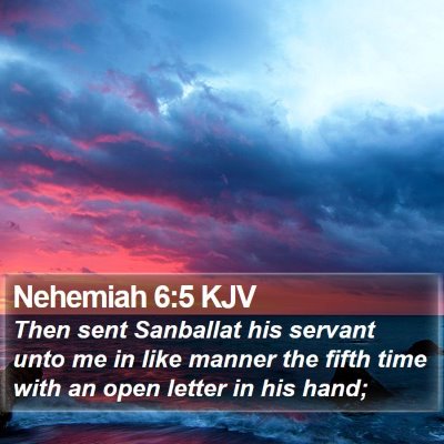 Nehemiah 6:5 KJV Bible Verse Image