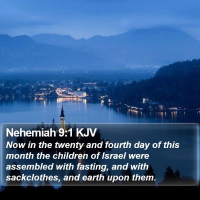 Nehemiah 9:1 KJV Bible Verse Image