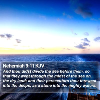 Nehemiah 9:11 KJV Bible Verse Image