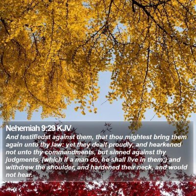 Nehemiah 9:29 KJV Bible Verse Image