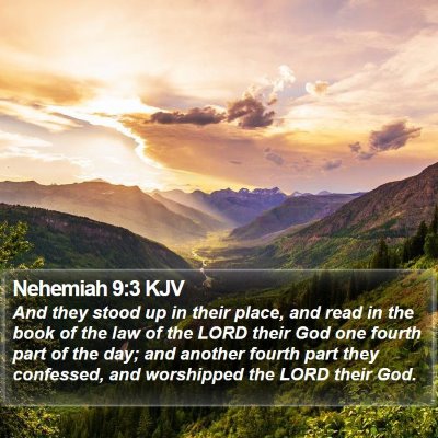 Nehemiah 9:3 KJV Bible Verse Image
