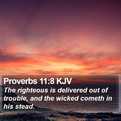 Proverbs 11:8 KJV Bible Verse Image