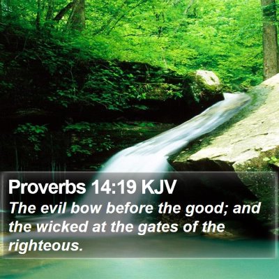 Proverbs 14:19 KJV Bible Verse Image