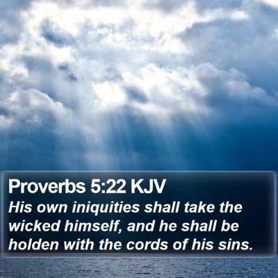 Proverbs 5:22 KJV Bible Verse Image