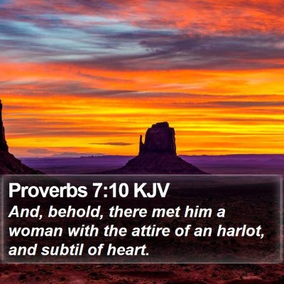 Proverbs 7:10 KJV Bible Verse Image