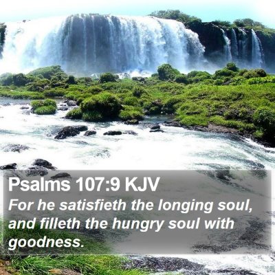 Psalms 107:9 KJV Bible Verse Image