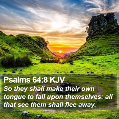 Psalms 64:8 KJV Bible Verse Image