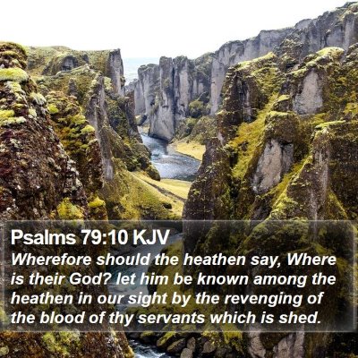 Psalms 79:10 KJV Bible Verse Image