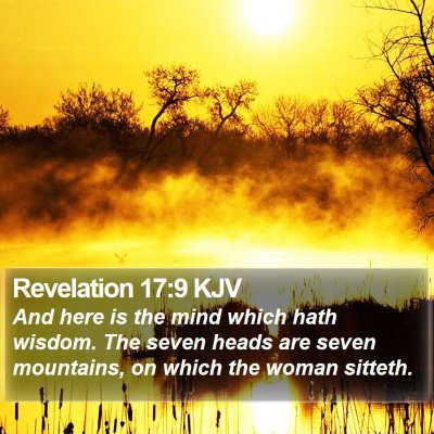 Revelation 17:9 KJV Bible Verse Image
