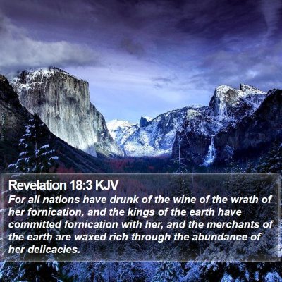 Revelation 18:3 KJV Bible Verse Image