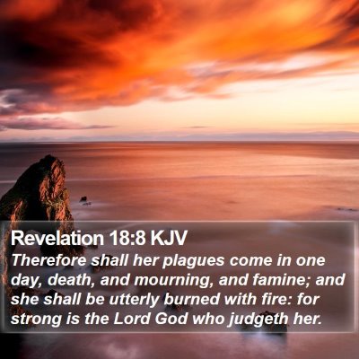 Revelation 18:8 KJV Bible Verse Image