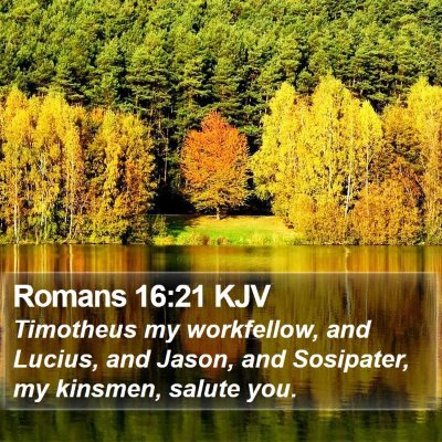 Romans 16:21 KJV Bible Verse Image