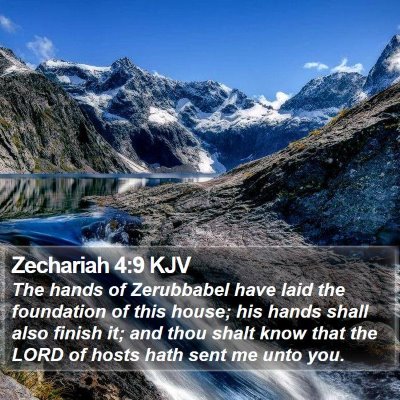 Zechariah 4:9 KJV Bible Verse Image