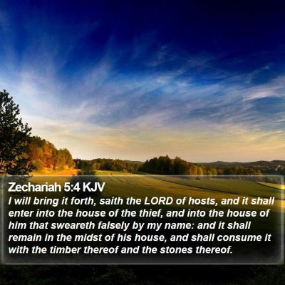 Zechariah 5:4 KJV Bible Verse Image