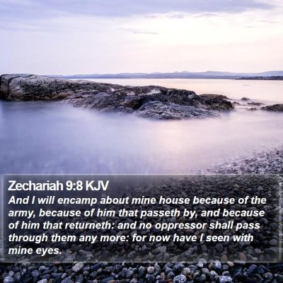 Zechariah 9:8 KJV Bible Verse Image