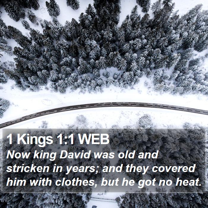 1 Kings 1:1 WEB - Now king David was old and stricken in years; and - Bible Verse Picture