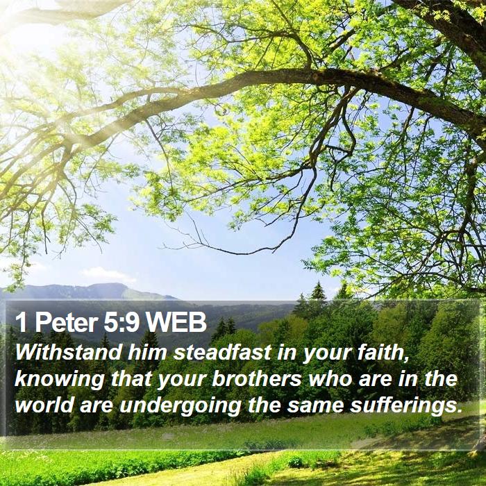 1 Peter 5:9 WEB - Withstand him steadfast in your faith, knowing - Bible Verse Picture