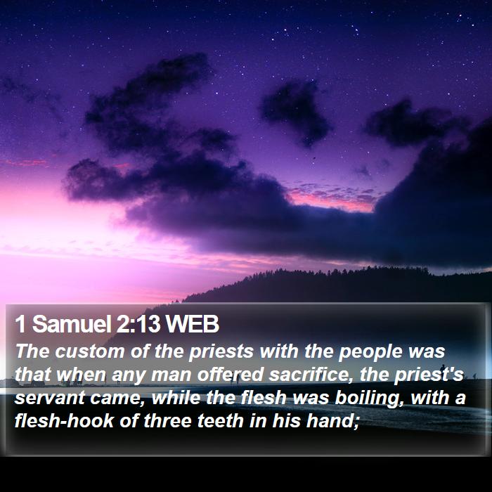 1 Samuel 2:13 WEB - The custom of the priests with the people was - Bible Verse Picture