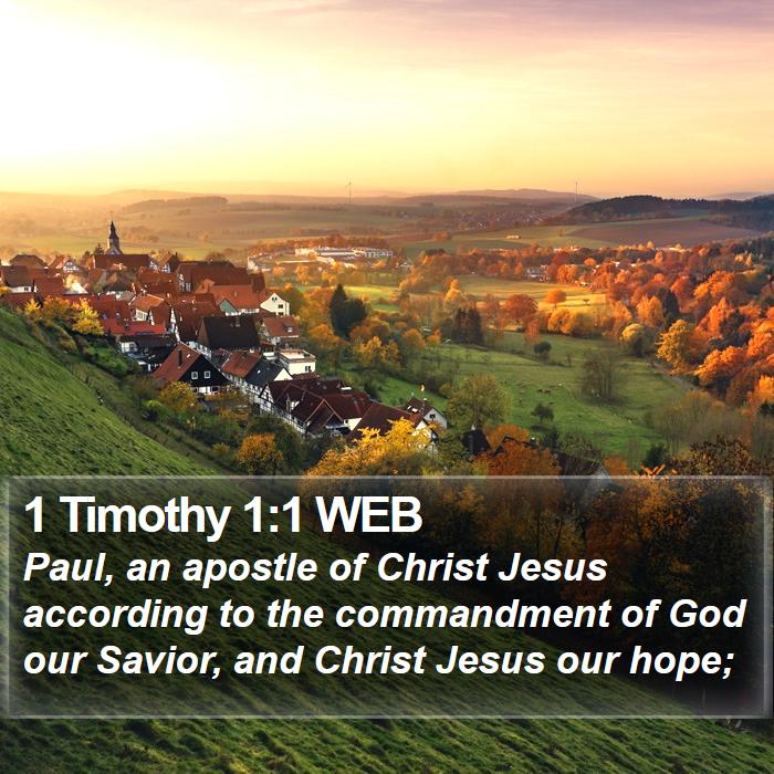 1 Timothy 1:1 WEB - Paul, an apostle of Christ Jesus according to the - Bible Verse Picture