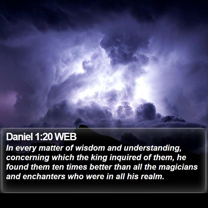 Daniel 1:20 WEB - In every matter of wisdom and understanding, - Bible Verse Picture