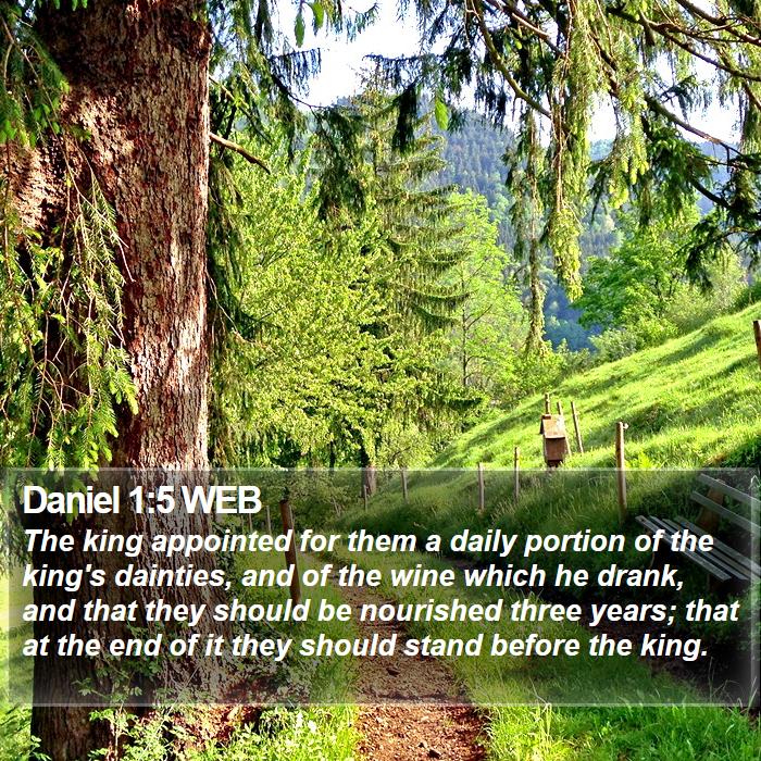 Daniel 1:5 WEB - The king appointed for them a daily portion of - Bible Verse Picture