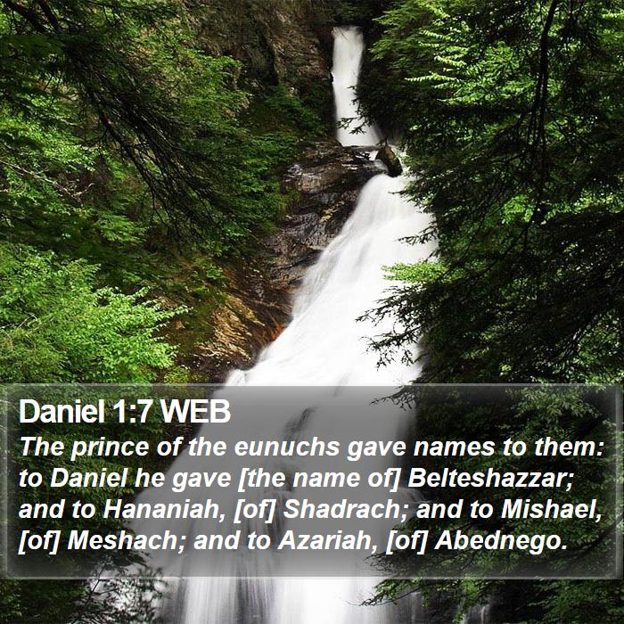 Daniel 1:7 WEB - The prince of the eunuchs gave names to them: to - Bible Verse Picture