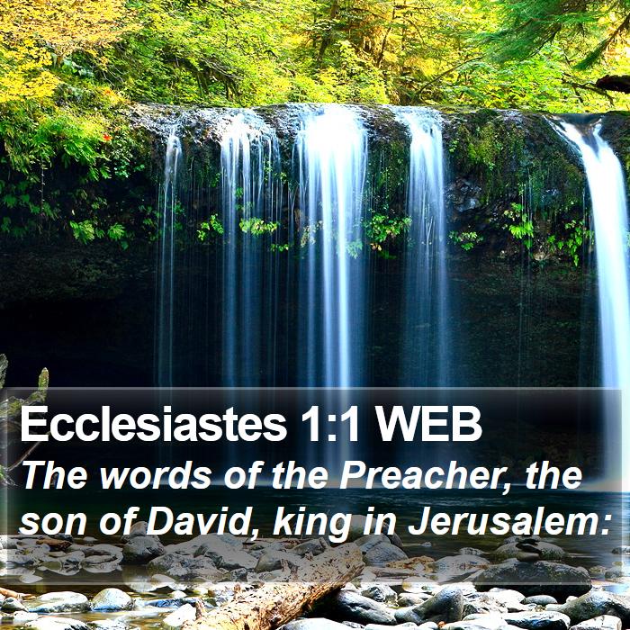 Ecclesiastes 1:1 WEB - The words of the Preacher, the son of David, king - Bible Verse Picture