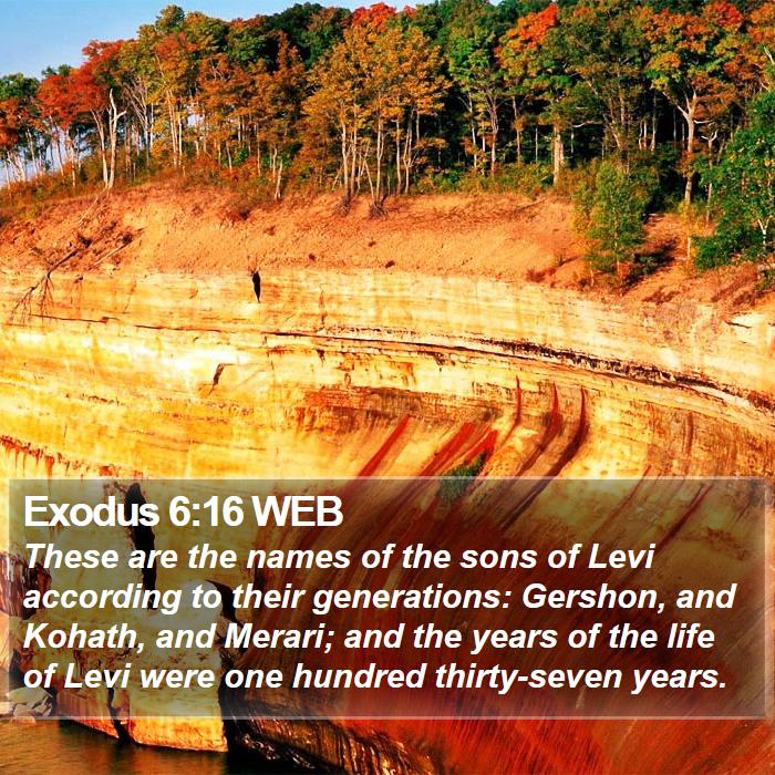 Exodus 6:16 WEB - These are the names of the sons of Levi according - Bible Verse Picture