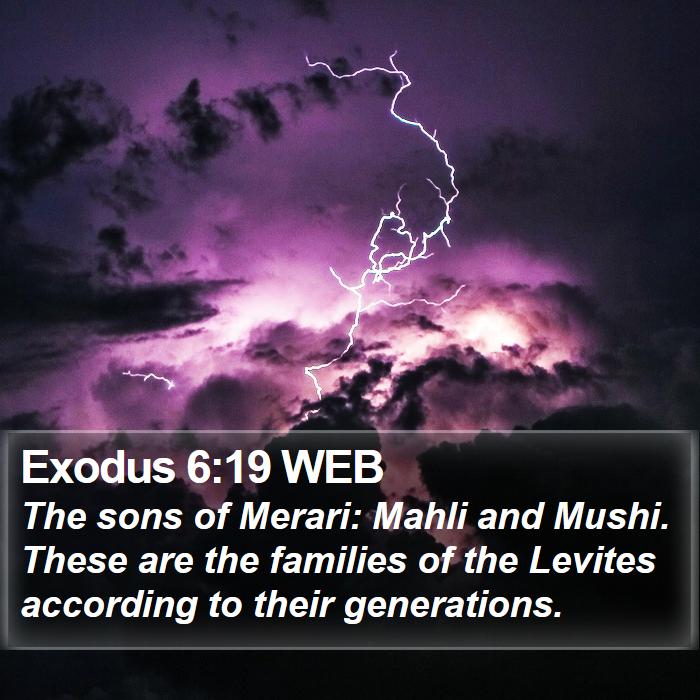 Exodus 6:19 WEB - The sons of Merari: Mahli and Mushi. These are - Bible Verse Picture