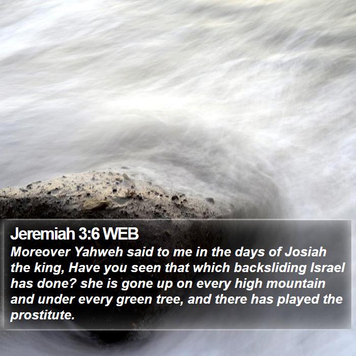 Jeremiah 3:6 WEB - Moreover Yahweh said to me in the days of Josiah - Bible Verse Picture