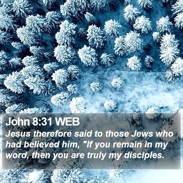 John 8:31 WEB - Jesus therefore said to those Jews who had