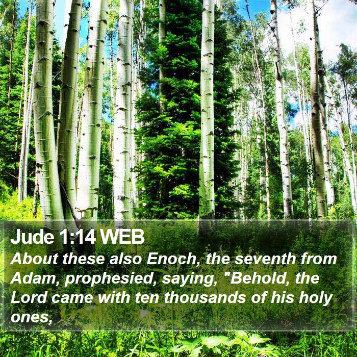 Jude 1:14 WEB - About these also Enoch, the seventh from Adam, - Bible Verse Picture